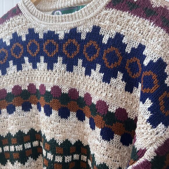 Vintage Timber Trail Sweater Women's M Striped Eclectic Grandpa Knit 80s 90s - Picture 6 of 8